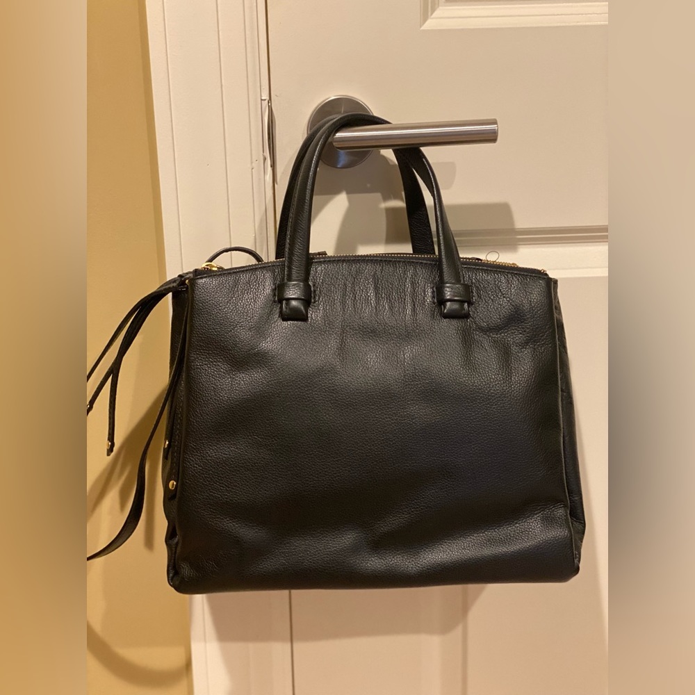 Banana Republic Black Leather Tote with shoulder strap and cross body strap